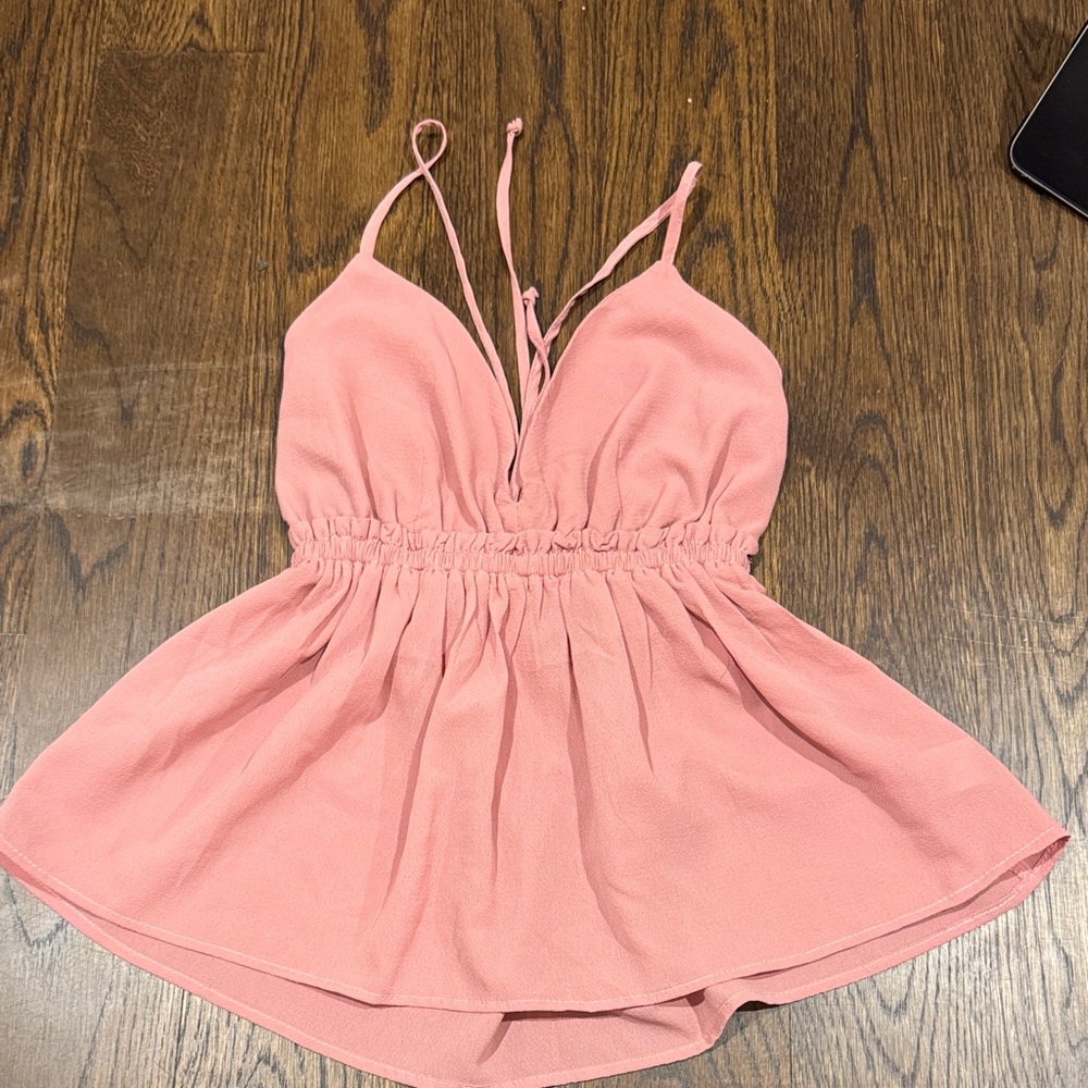 Pink Strappy Peplum Top
